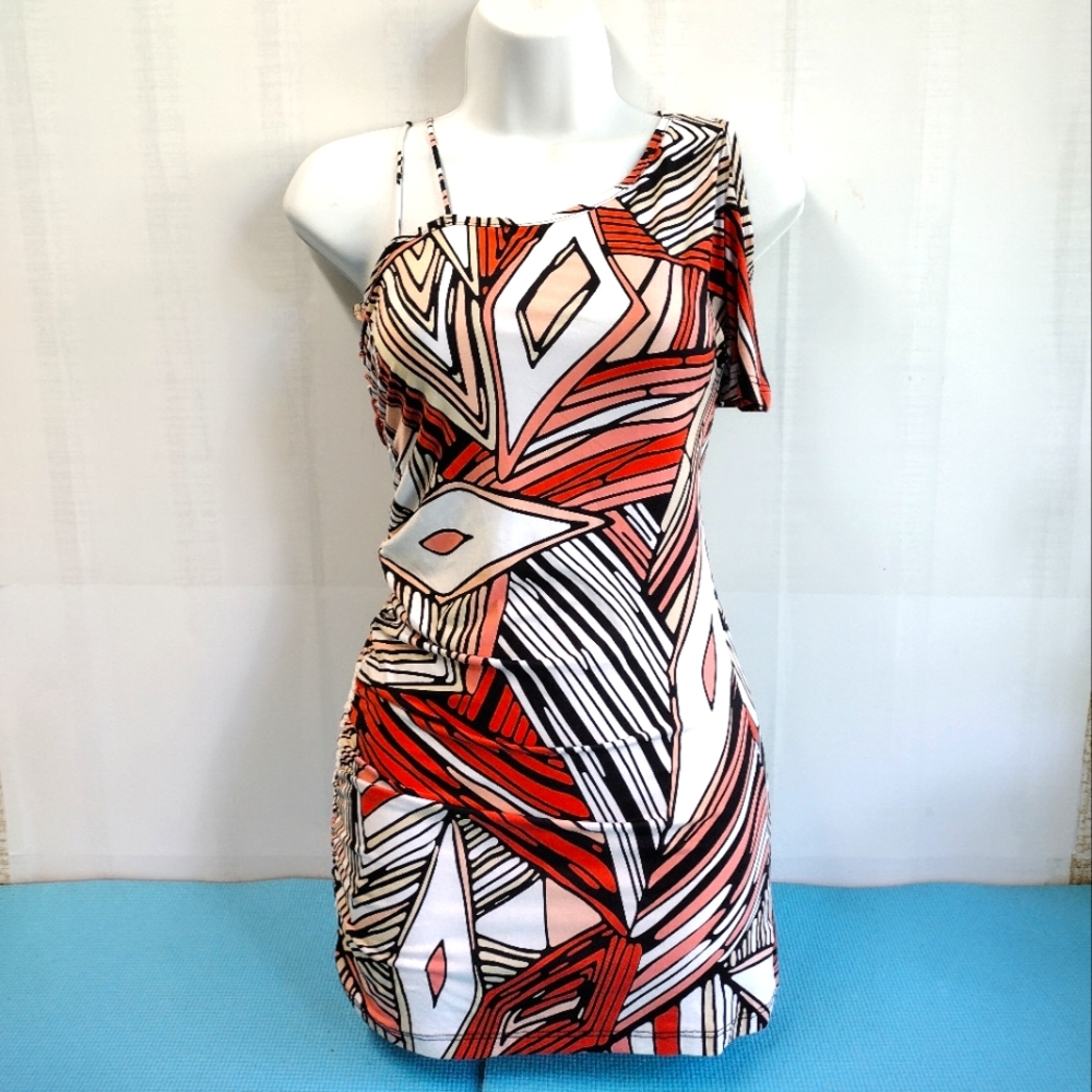 True Light Cold Shoulder Asymmetric Mini Dress Size M